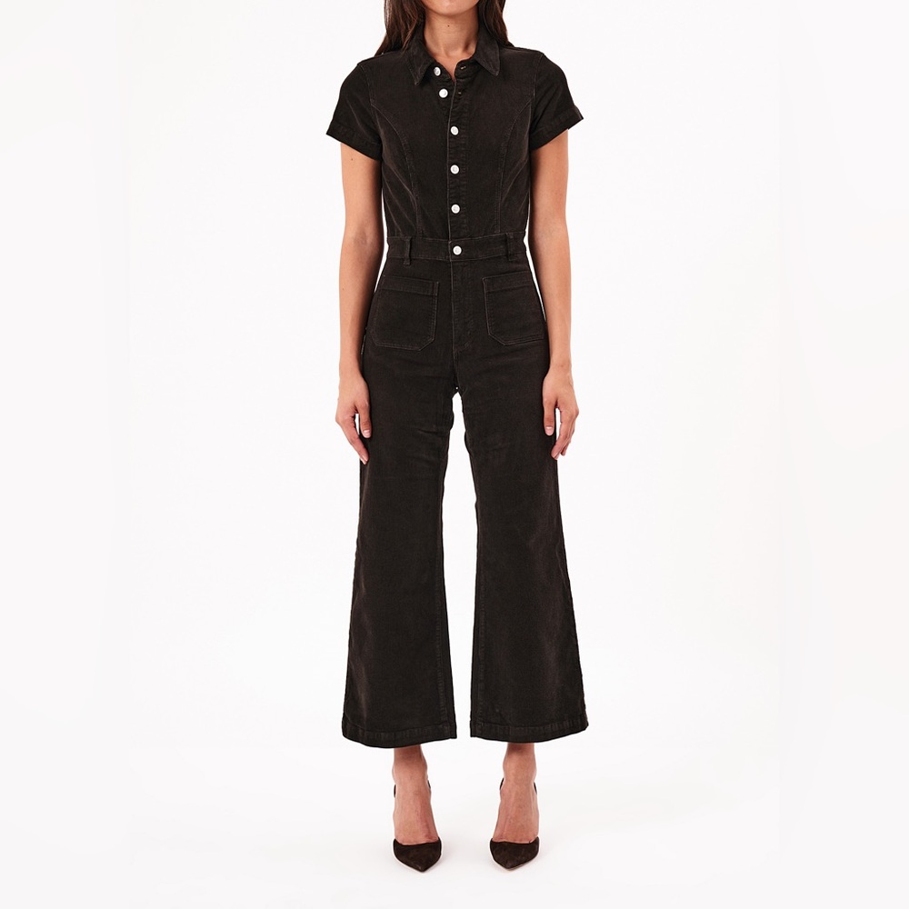 Rolla's Sailor Corduroy Jumpsuit Black XS - flared short sleeve